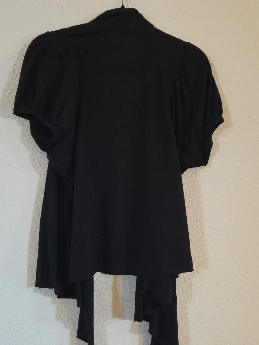 Worthington Black Short-Sleeve Open Front Drape Cardigan